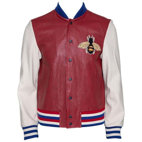 gucci varsity jacket blind for love|Gucci Burgundy Leather 'Blind for Love' Varsity Bomber Jacket L.